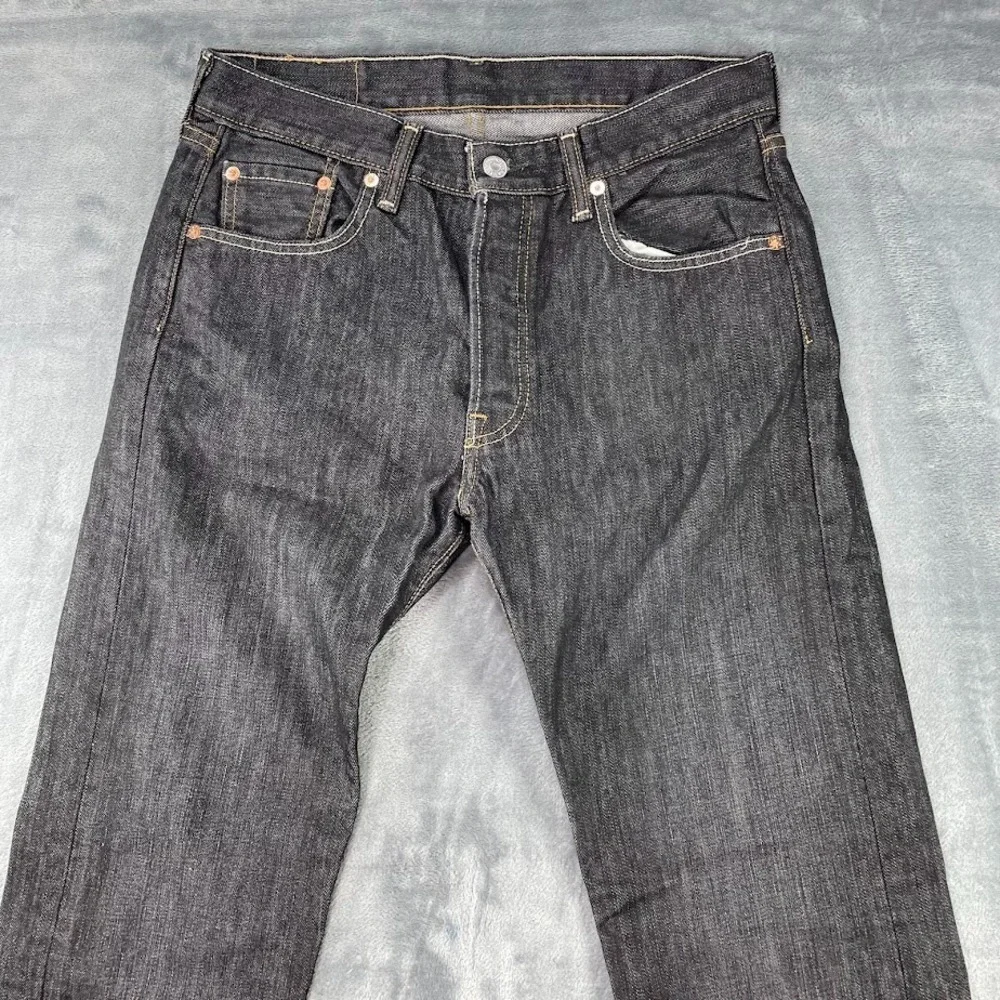 Levis 501 Original Fit Jeans Mens 30x34 Faded Black Straight Leg Button Fly